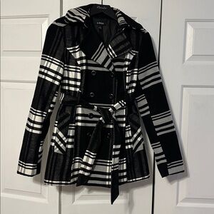 A. Byer Plaid Belted Peacoat Size L